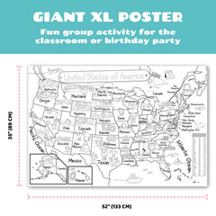 Dekali Designs map poster compatible with markers, crayons, and colored pencils for versatility.