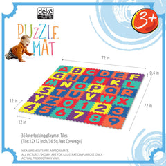 Deke Home alphabet foam play mat tile with numbers for counting practice on soft flooring.