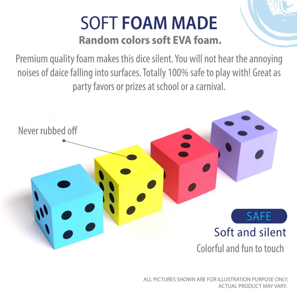 Non-toxic EVA foam dice provide safe, lightweight classroom play.