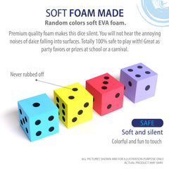 Non-toxic EVA foam dice provide safe, lightweight classroom play.