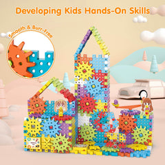 DEKILEA gear-building-set-motor demonstrates rotating gears to spark engineering play.