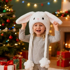 Deletoys plush hat for festivals and costumes with animated ear motion.