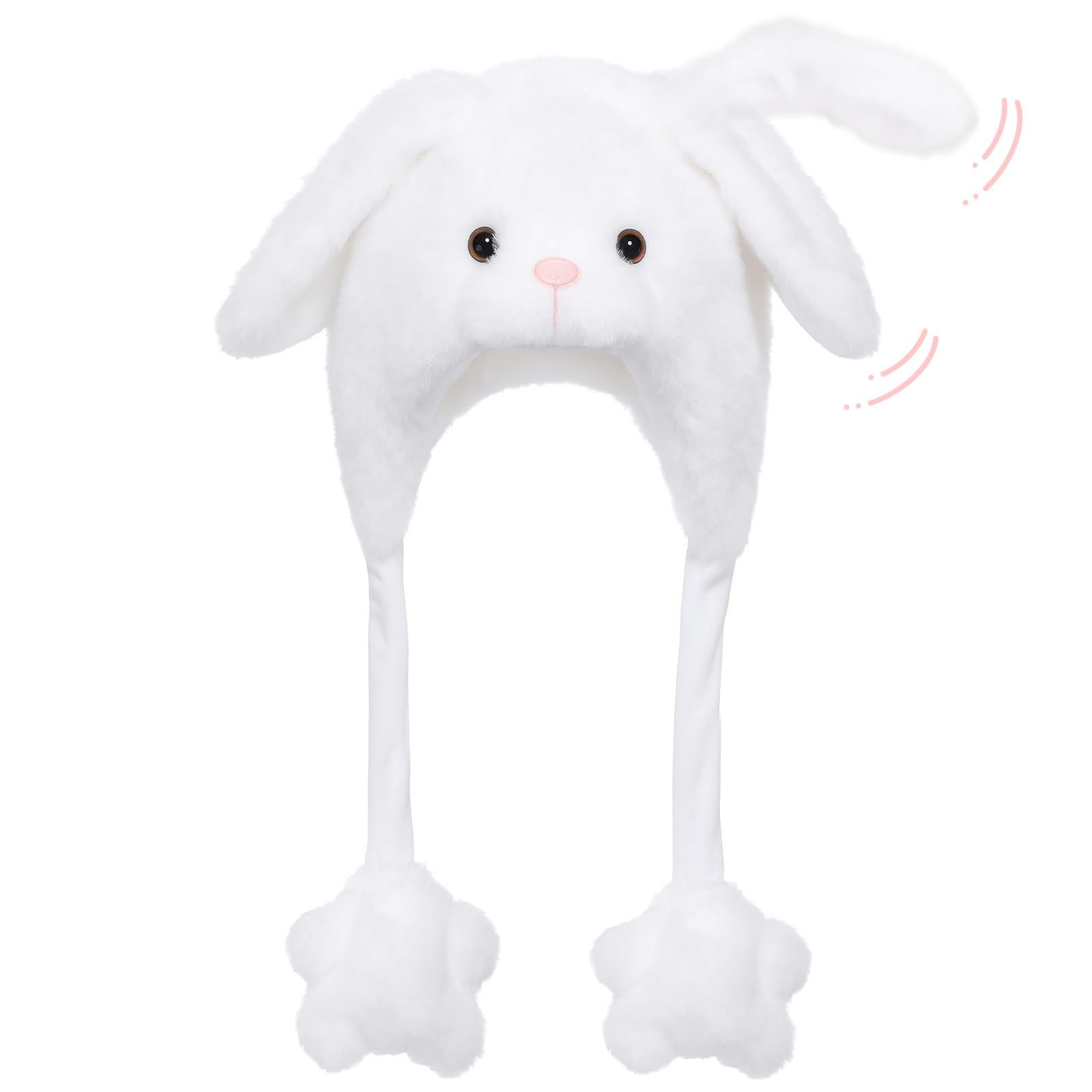 Deletoys bunny ears plush hat for playful videos and cozy cosplay fun.