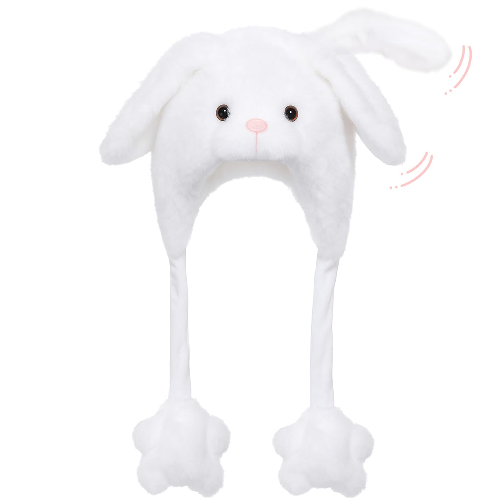 Deletoys bunny ears plush hat for playful videos and cozy cosplay fun.