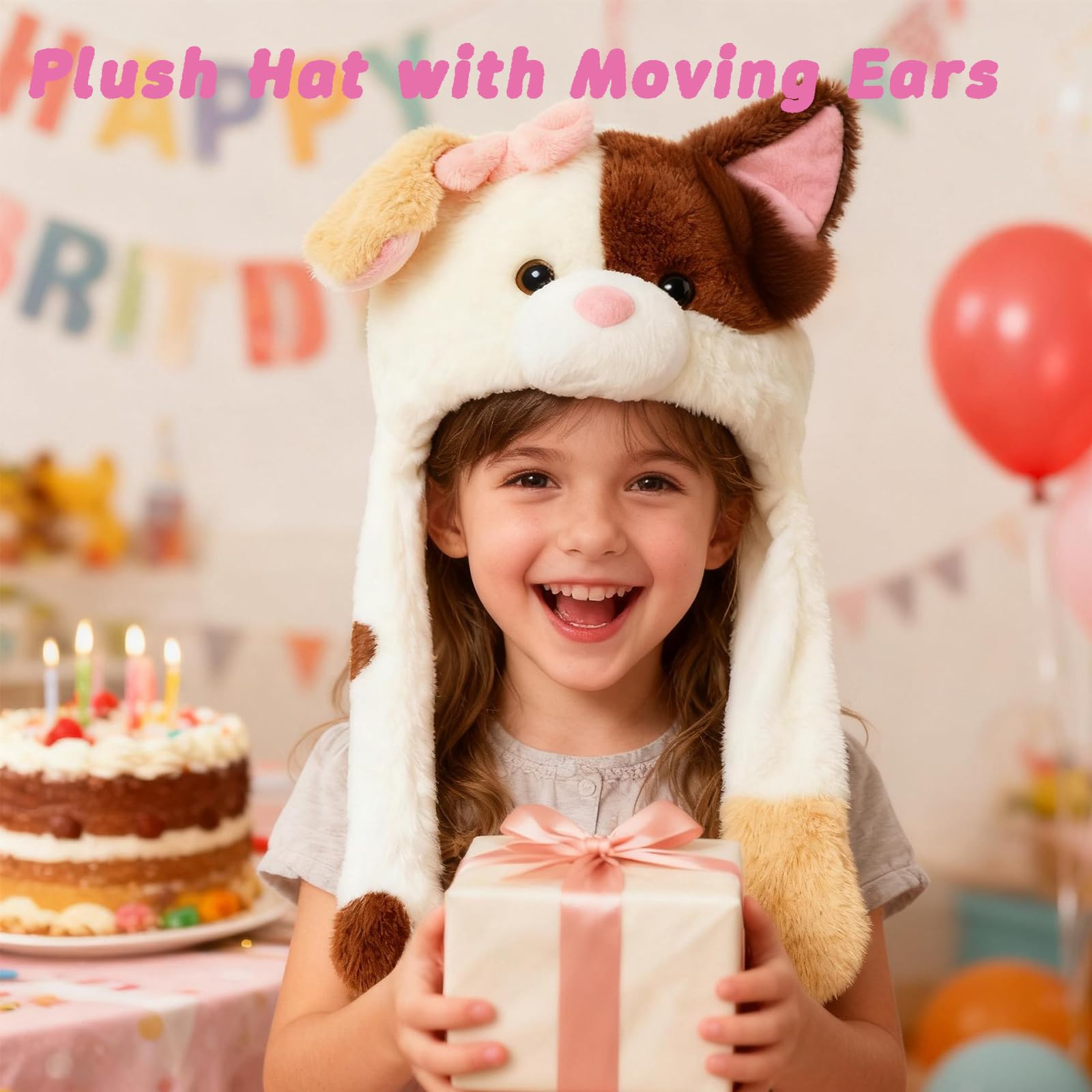Deletoys dog plush hat with moving ears for playful cosplay