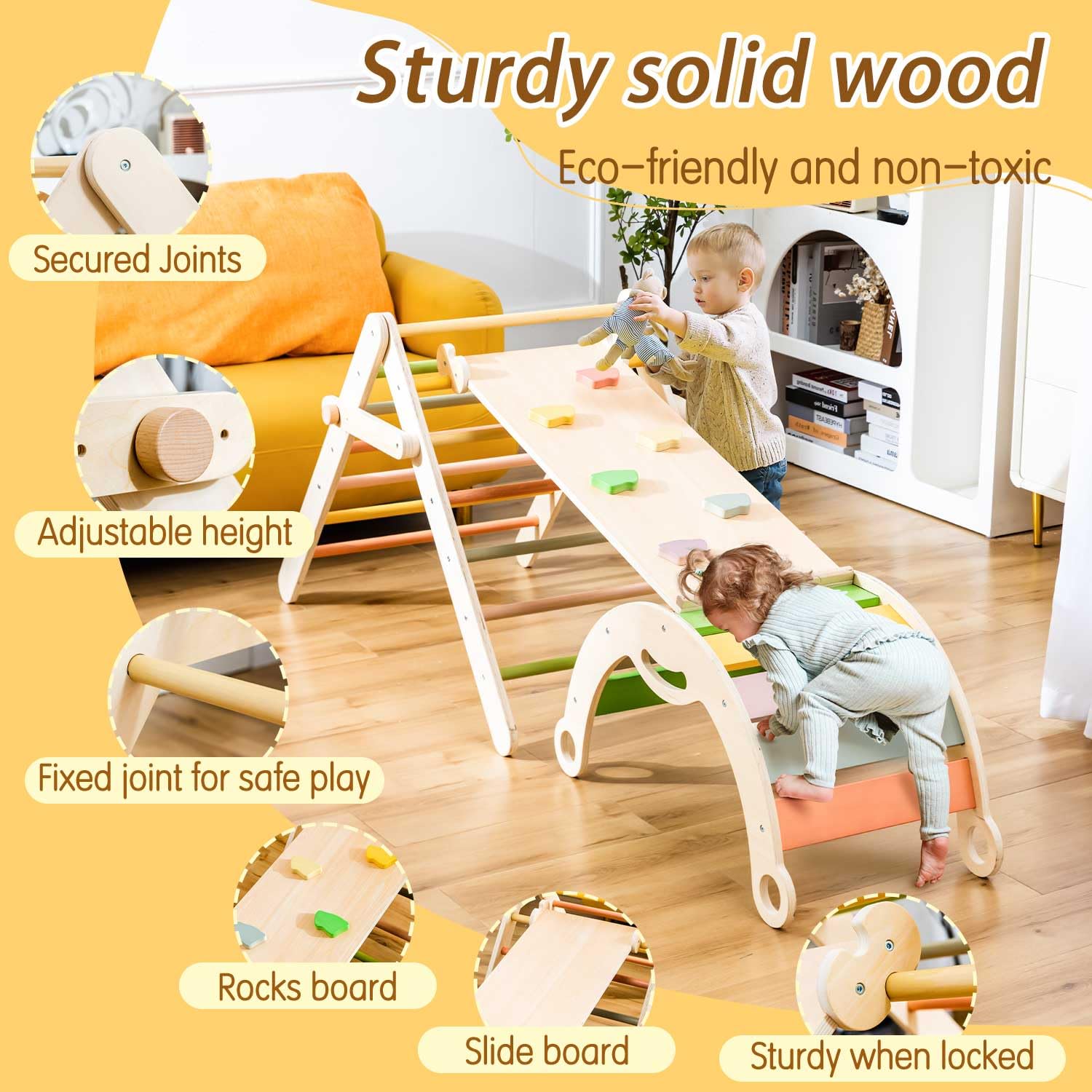 Deli climbing ramp two sides showcases versatile climbing and sliding