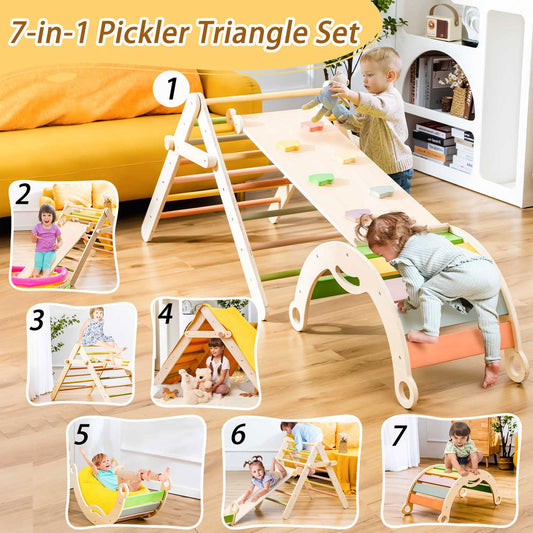 Deli Pikler triangle folded for compact storage after play