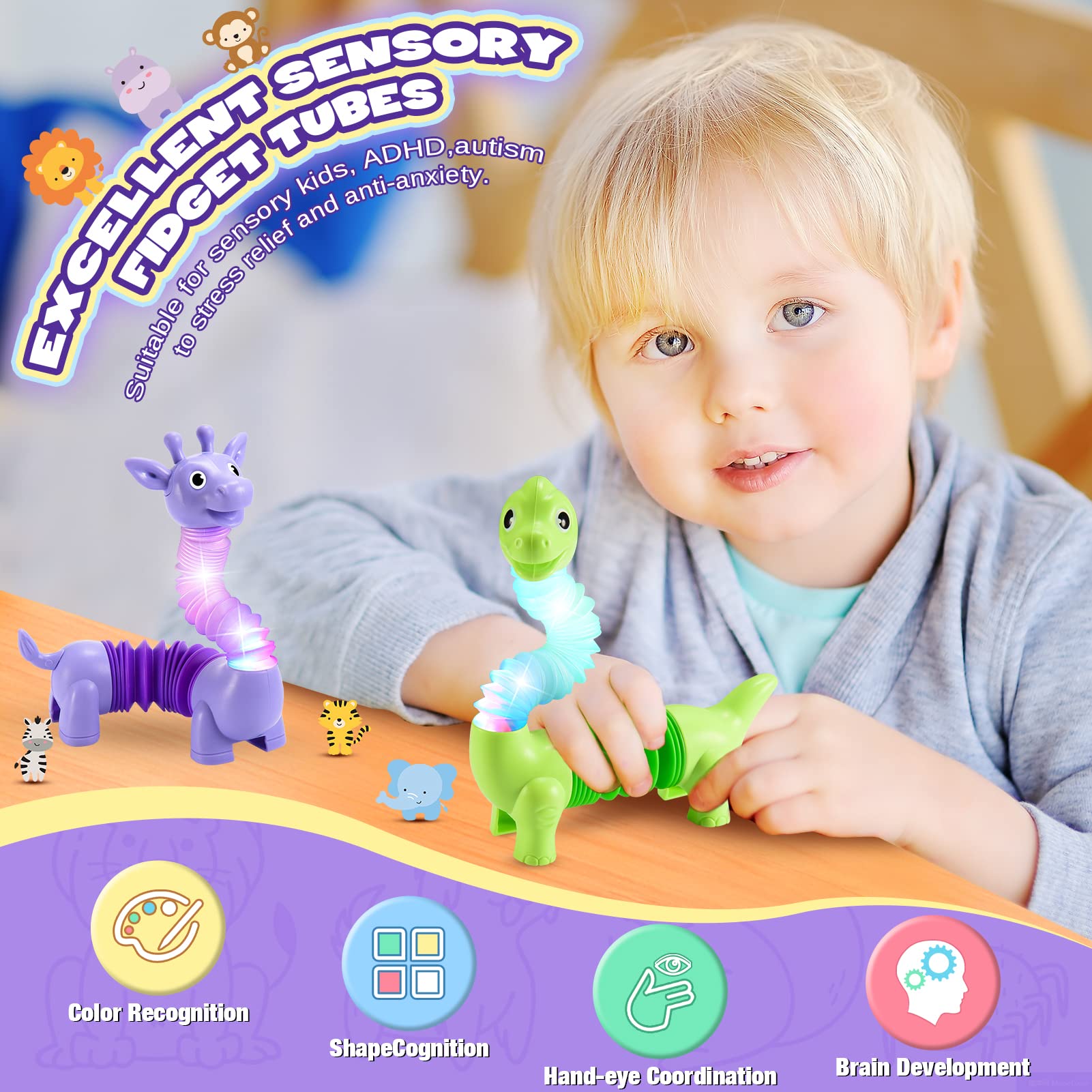 Delighkidz dolphin pop tube for bright visuals and movement