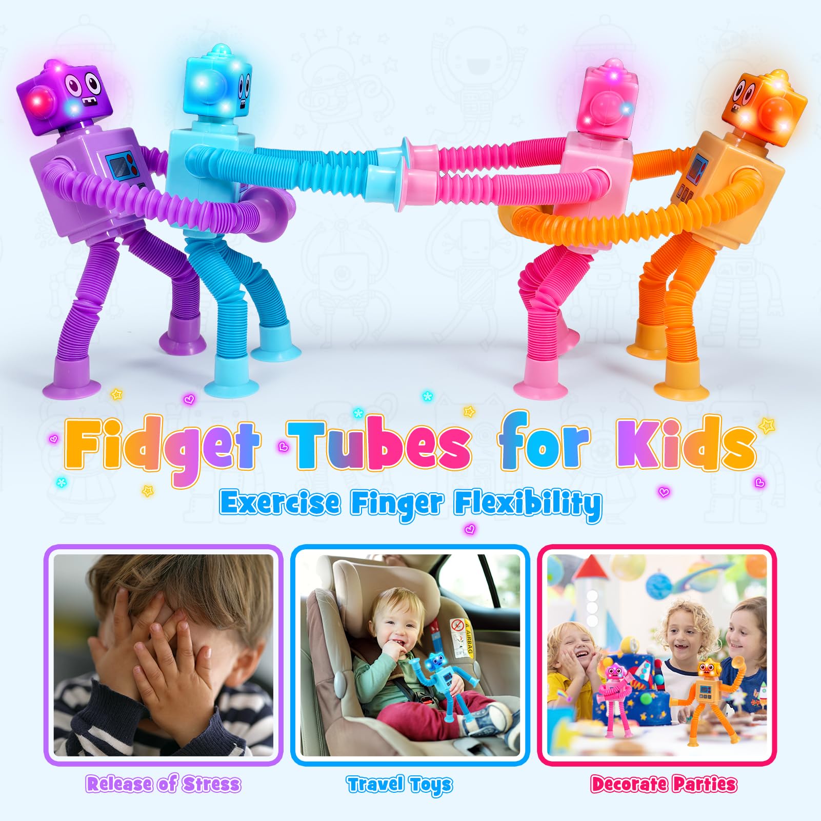 Delighkidz Montessori-inspired sensory tubes support fine motor skills.