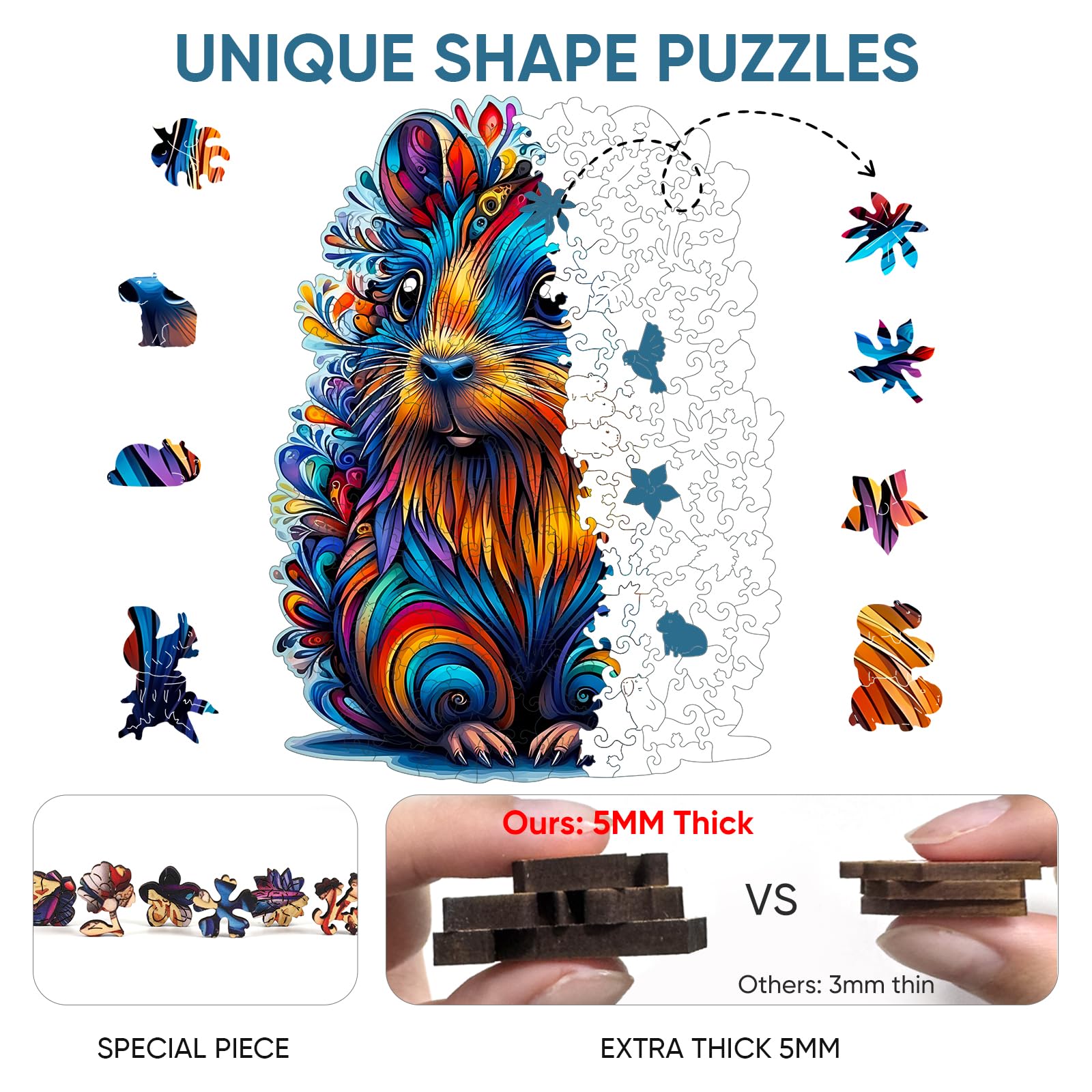 Delobil Capybara Puzzle lone capybara scene inspires calm, focused puzzling.