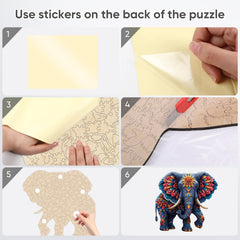 Delobil puzzle accessories and wooden box forming a complete gift set.