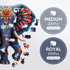 Delobil Elephant puzzle includes a reference image to guide progress.