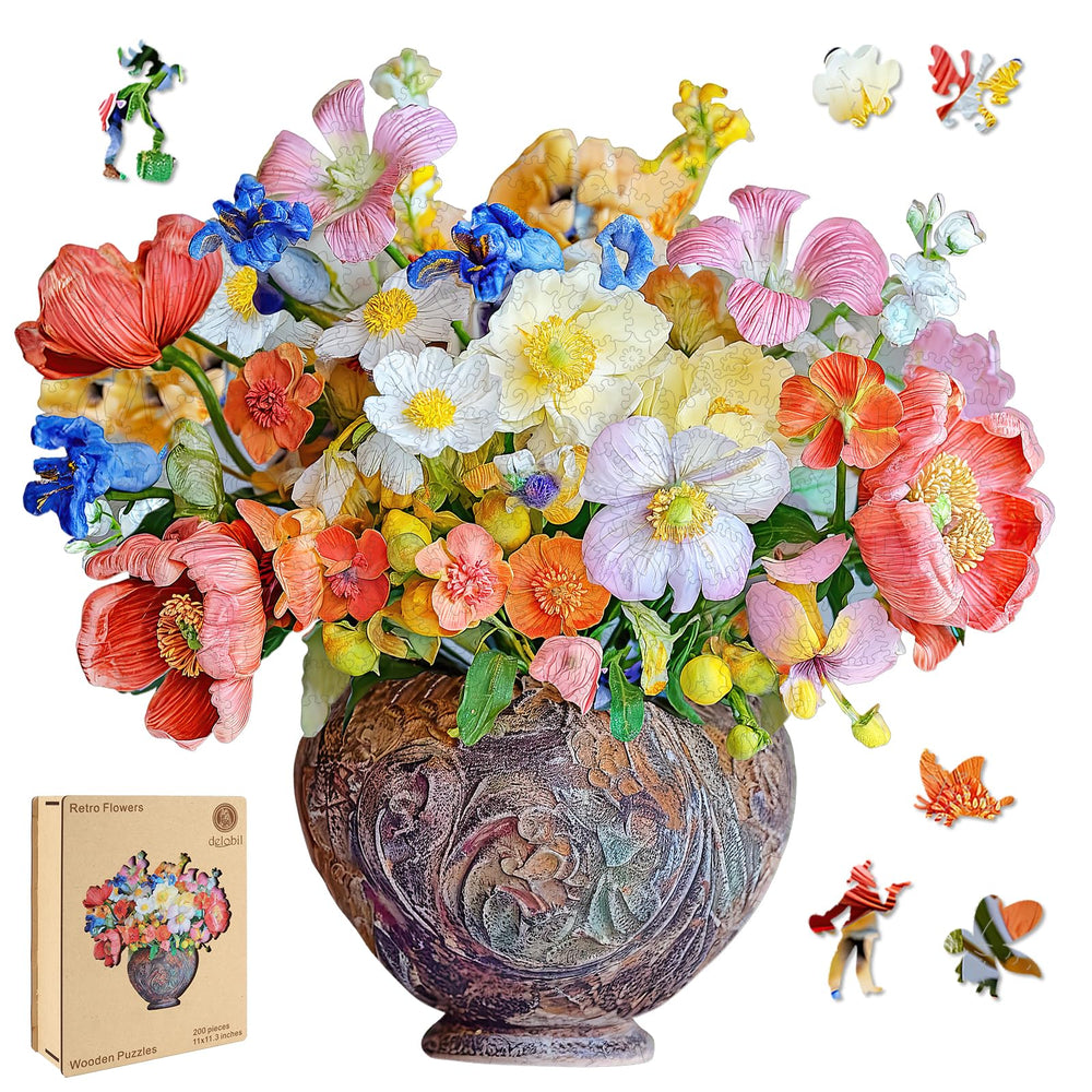 Delobil Flower Vase Puzzle assembled showing the unique shape for mindful, relaxing play