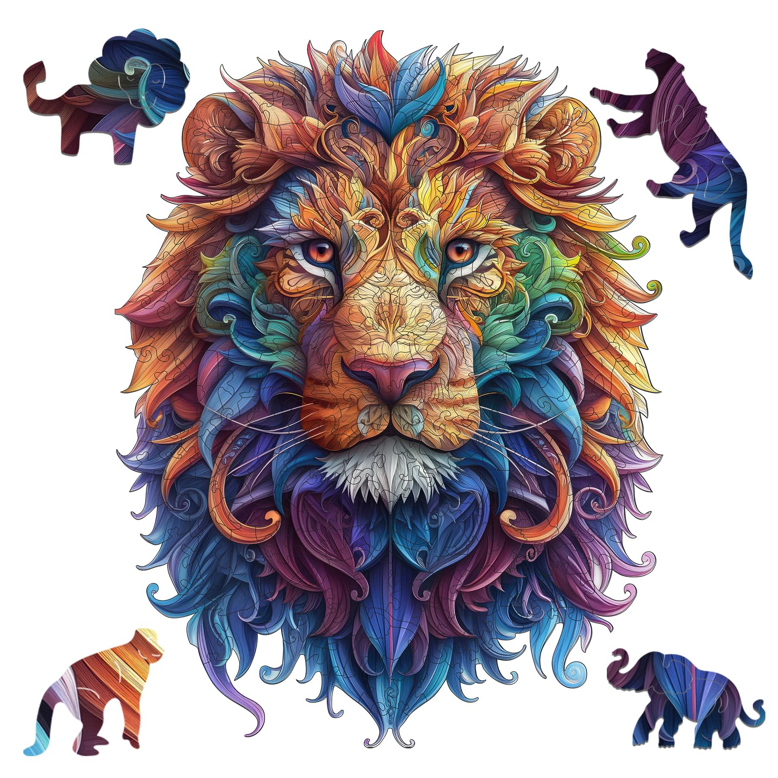 Delobil Lion 500-piece wooden puzzle for focused, collaborative family play.