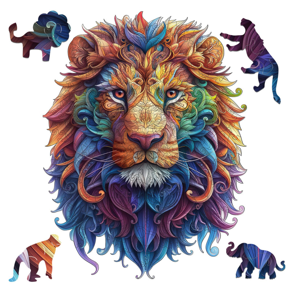 Delobil Lion 500-piece wooden puzzle for focused, collaborative family play.