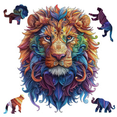 Delobil Lion 500-piece wooden puzzle for focused, collaborative family play.