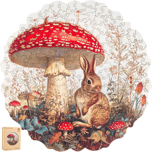 Delobil mushroom bunny puzzle, 200 pieces, crisp laser-cut edges for engaging family fun