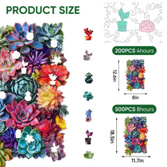 Delobil succulent puzzle art detail showcases vibrant hand-painted design.