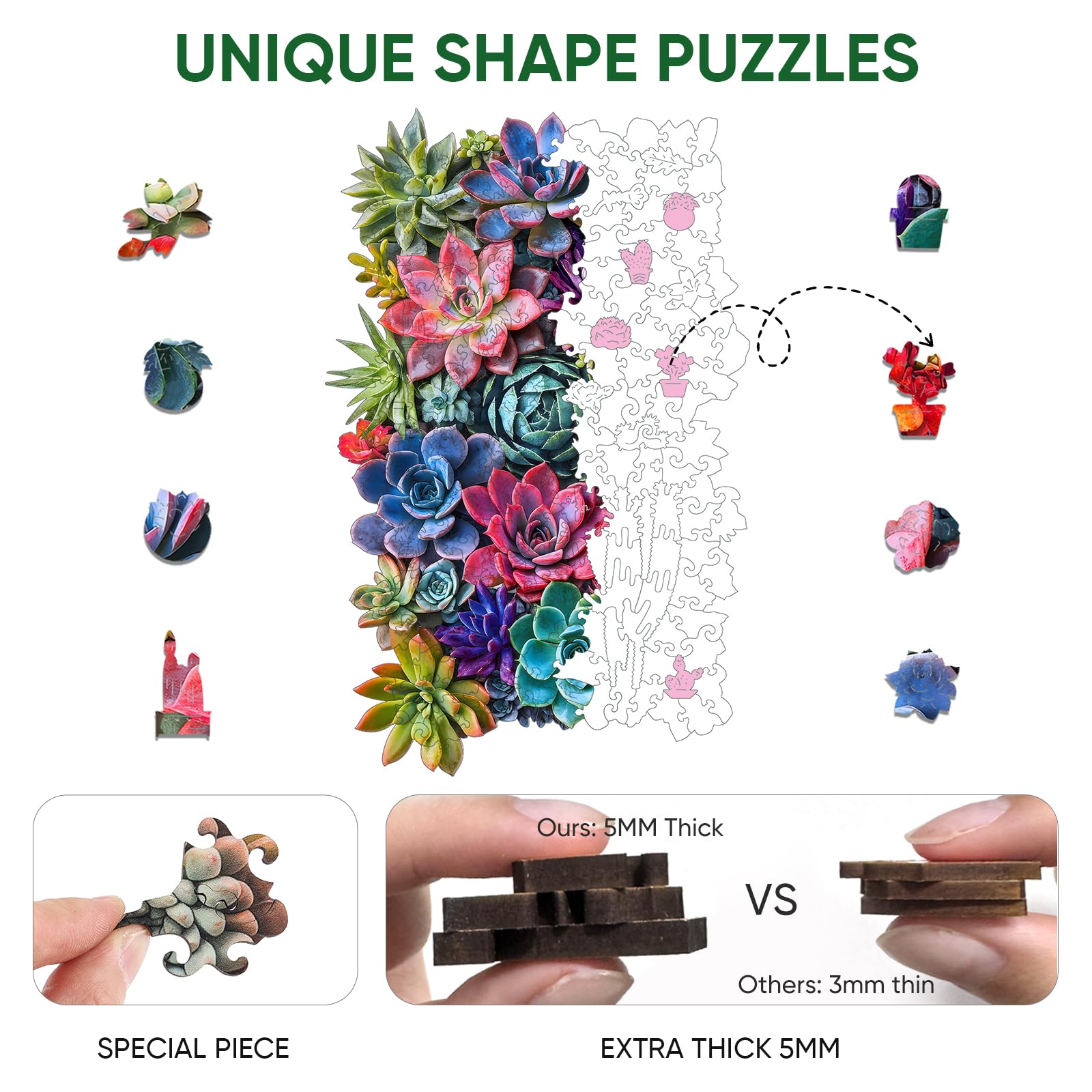 Delobil puzzle close-up pieces show precise laser-cut edges.