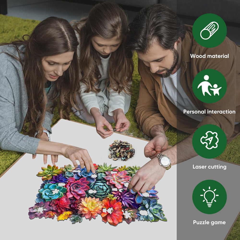 Delobil rectangular succulent puzzle tabletop setup invites focused family play.