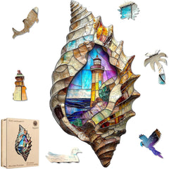Delobil shell landscape puzzle: soothing ocean scene for relaxing family time.