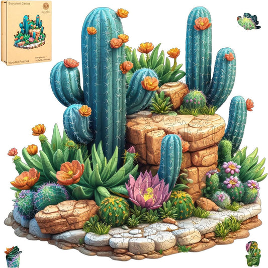 Delobil succulent cactus puzzle box and pieces for durable family fun