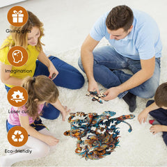 Delobil unique-shape lion wooden puzzle interlocking pieces for problem solving