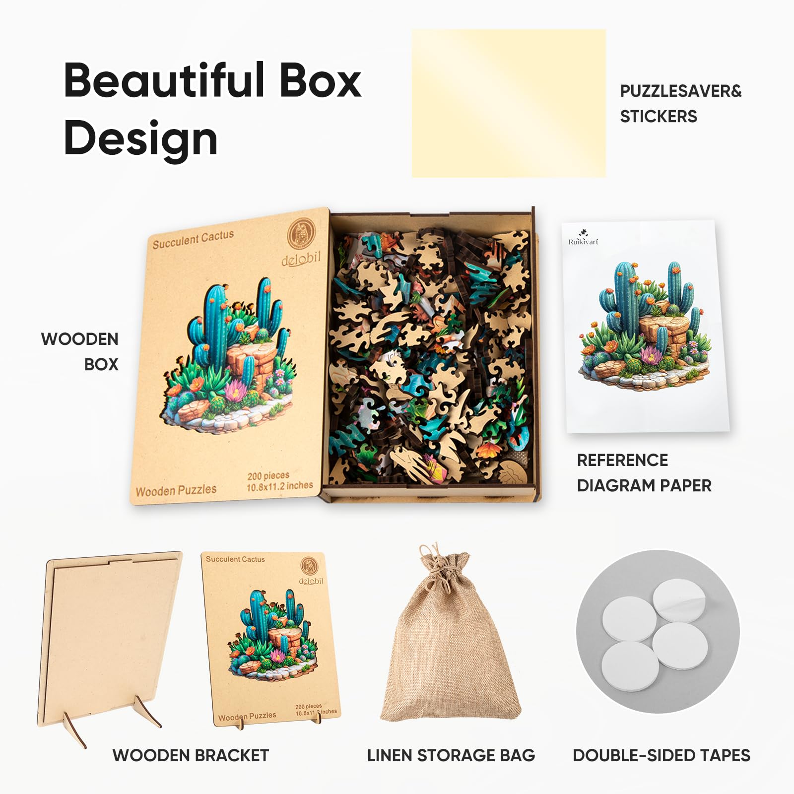Delobil wooden box packaging showcasing a gift-ready presentation