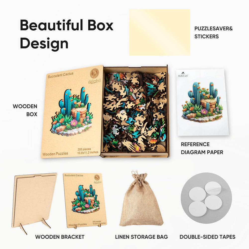 Delobil wooden box packaging showcasing a gift-ready presentation
