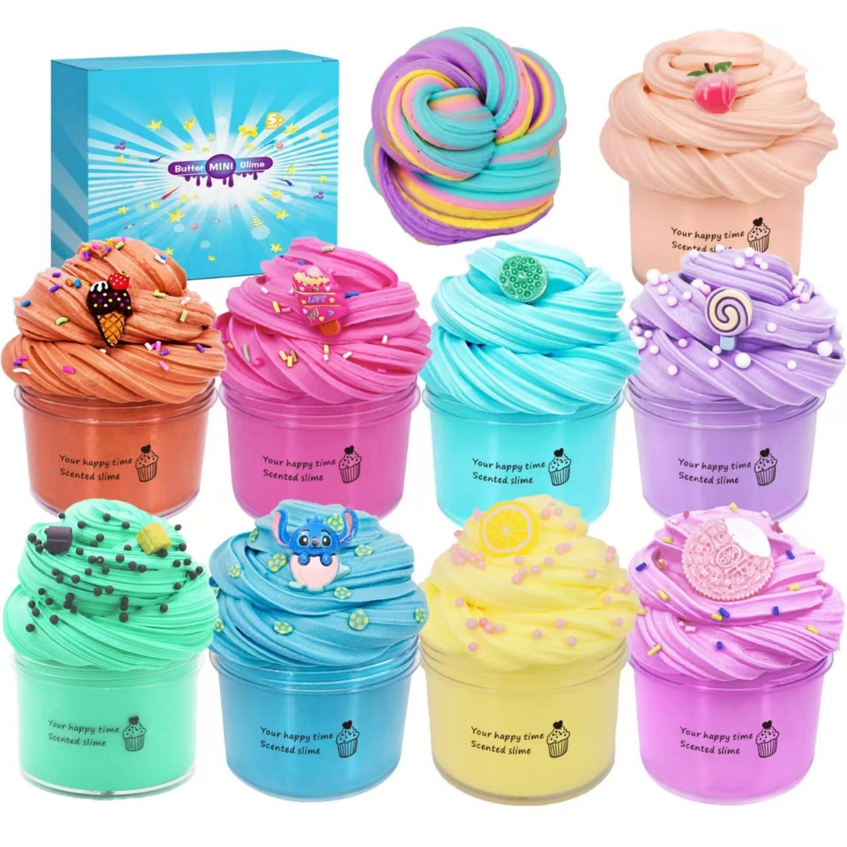 Delpaneo 9packs butter slime set for vibrant, creative play and stress relief.