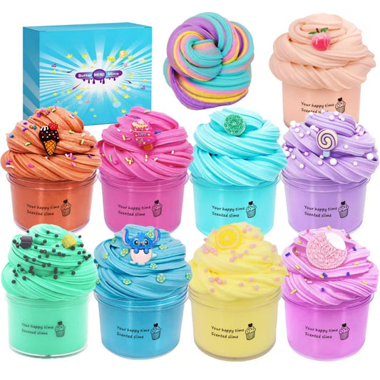 Delpaneo 9packs butter slime set for vibrant, creative play and stress relief.