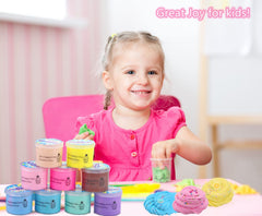 Delpaneo color-mixing slime set encourages creativity and fine motor skills.