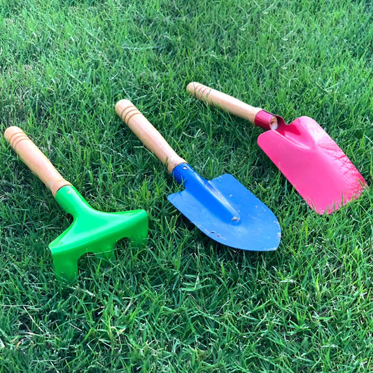 Delphinus kids gardening tools in bright colors to attract imaginative outdoor activity