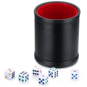 Delta-shop dice cup close-up highlights red felt interior
