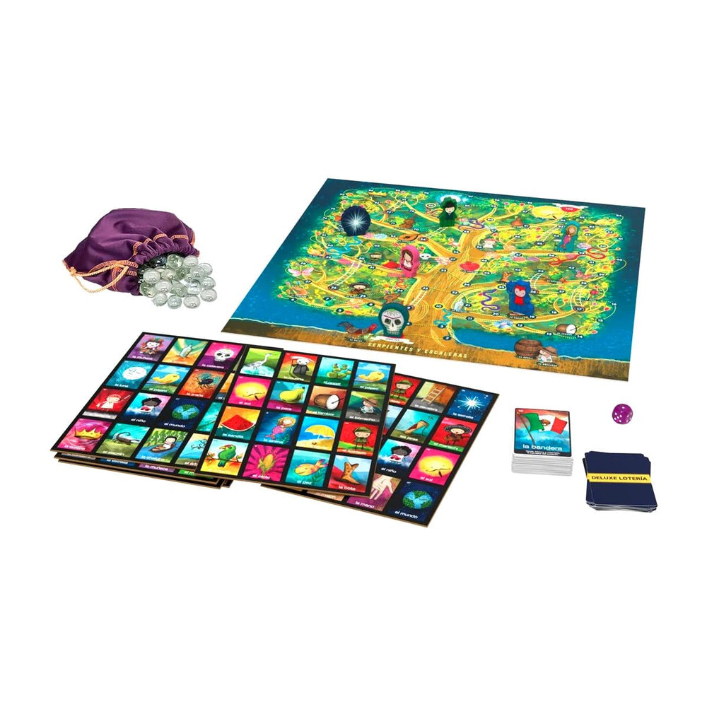 Deluxe Loteria beads and tokens provide colorful gameplay for group play