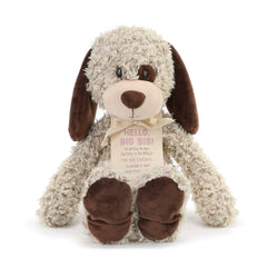 DEMDACO Big Sister Puppy plush face with soft brown fur for hugs.