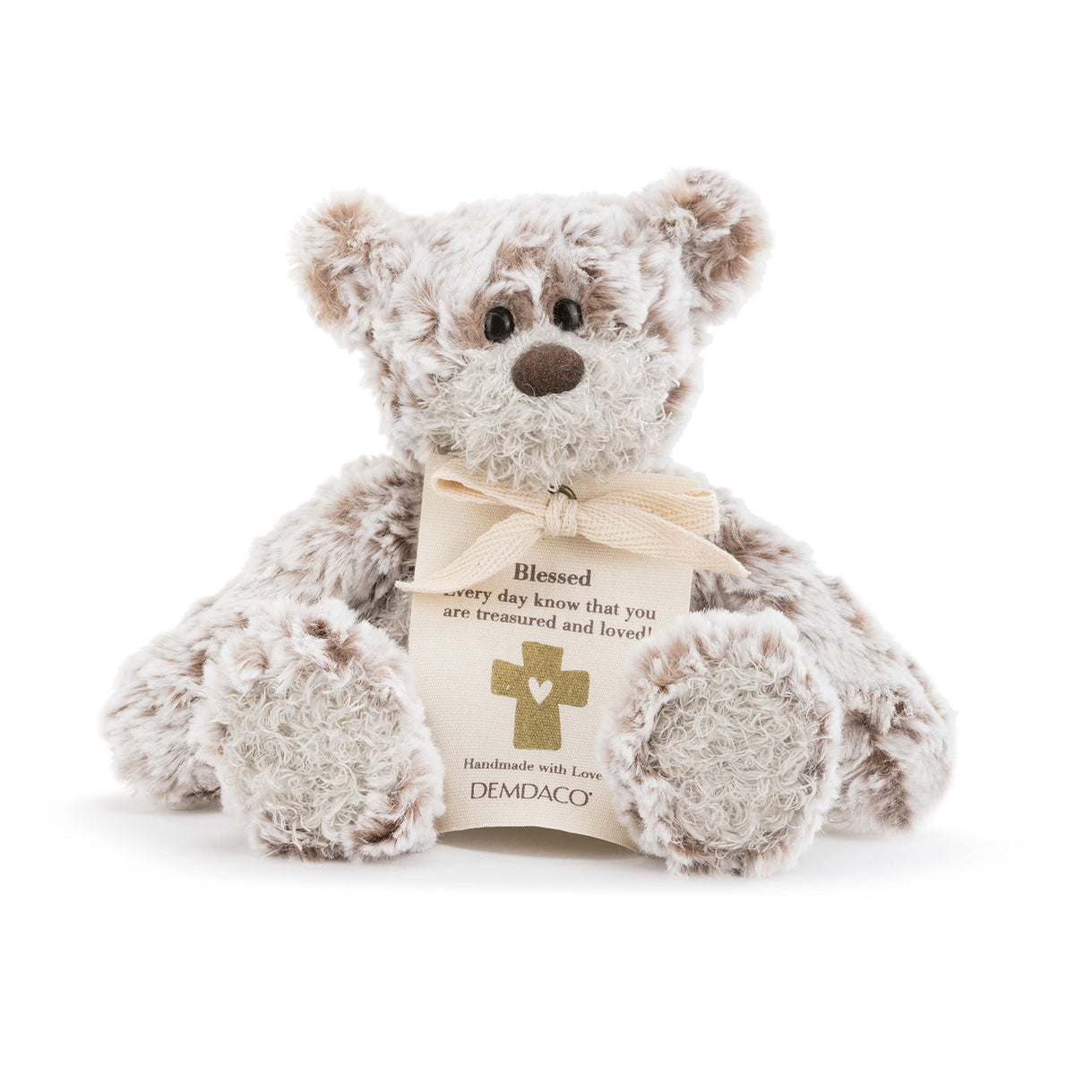 DEMDACO Blessing mini giving bear brown 8.5 inch plush, comforting gift.