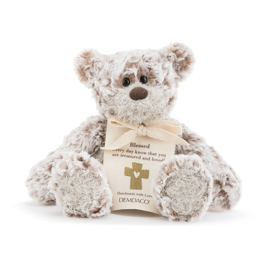 DEMDACO Blessing mini giving bear brown 8.5 inch plush, comforting gift.