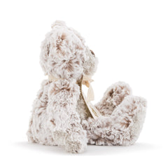 DEMDACO brown plush bear made of soft polyester for gentle hugs.