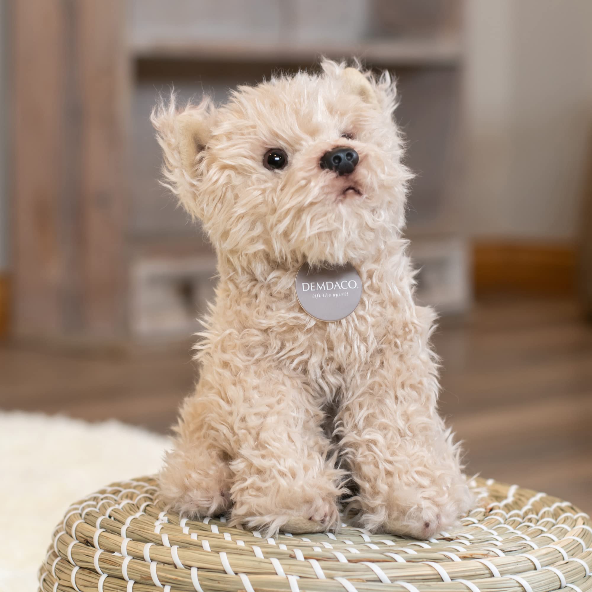 Close-up of sewn-on eyes on DEMDACO Chorkie Mix Rescue Dog plush