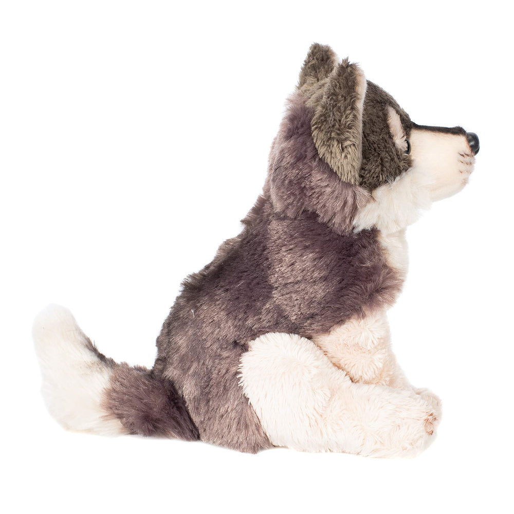 DEMDACO Little Silver Grey Wolf measures 5.5 inches, ideal for small hands.