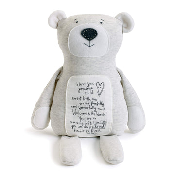 DEMDACO Plush Bless You Bear face with soft fabric for comforting hugs