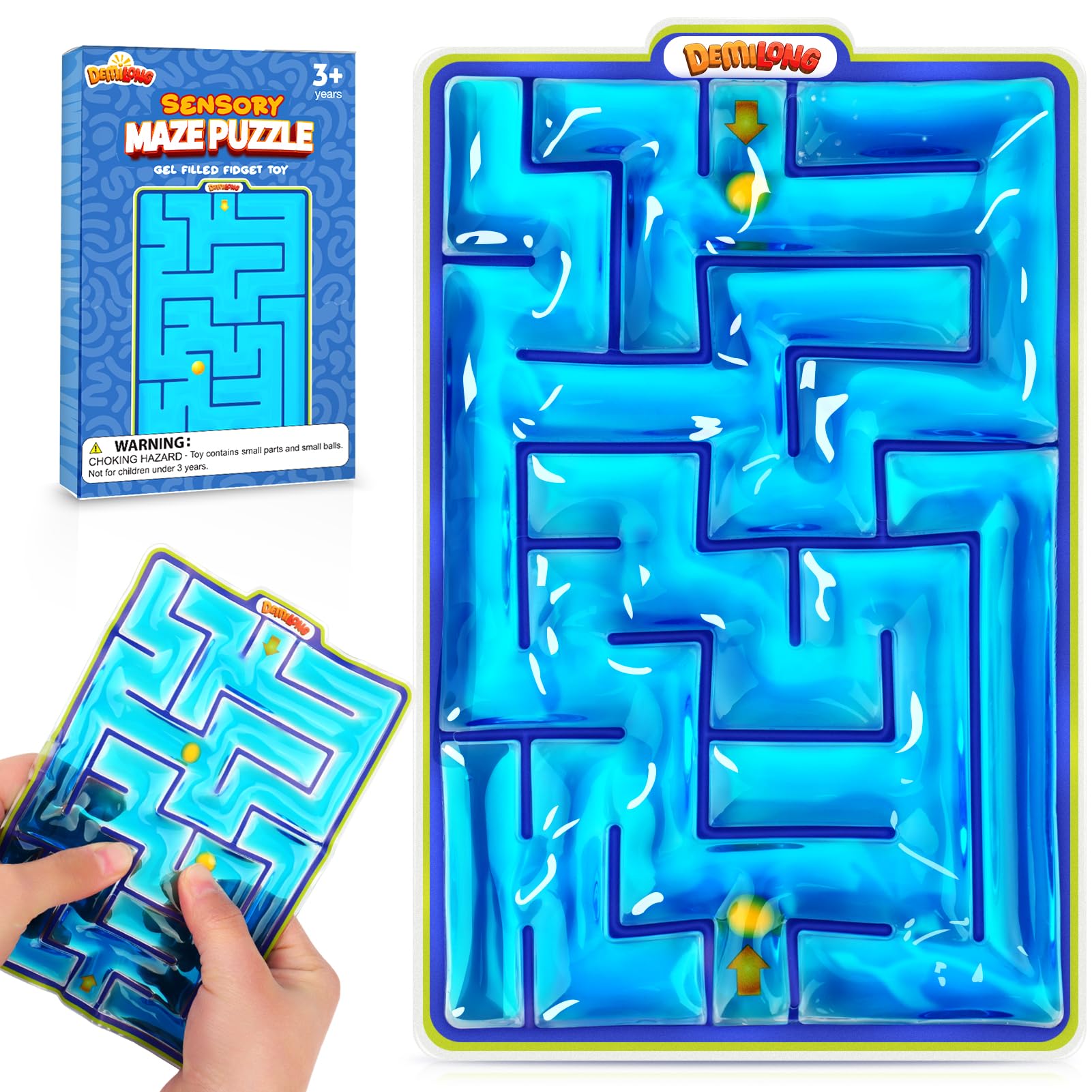 Demilong marble maze gel-filled outer view promoting calm sensory play for kids.