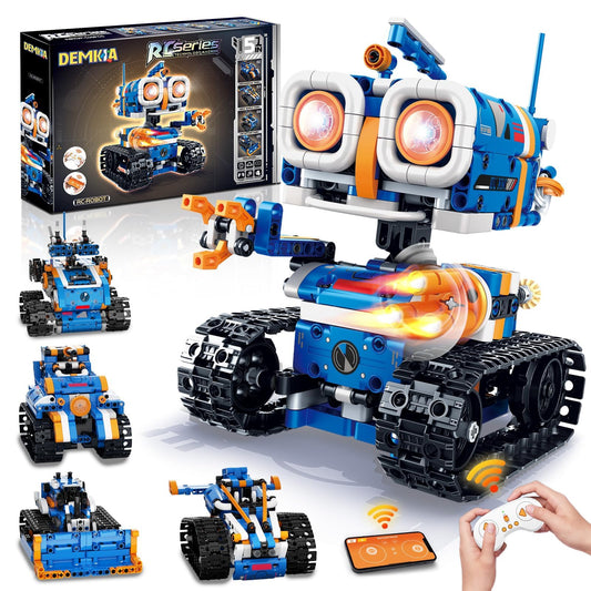 Demkia 5in1 robot kit models showcase versatile build options for creative STEM play.