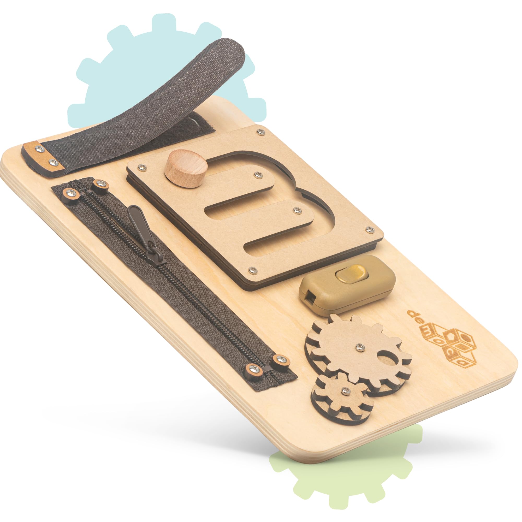 deMoca Sensory Busy Board travel-friendly design keeps little hands busy during trips.