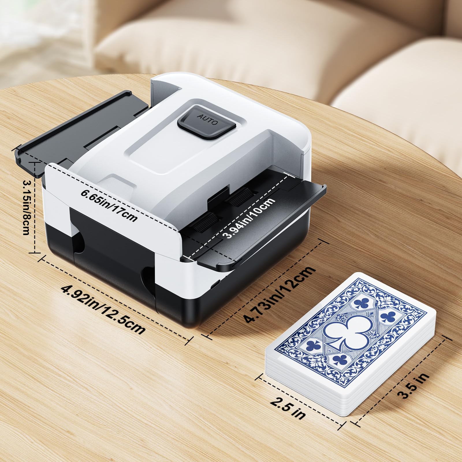 Demolike shuffler 1-2 deck design fits Texas Hold'em and UNO.
