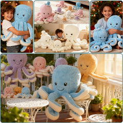 DENTRUN Giant Octopus Plush 32-inch resting on sofa for cozy moments