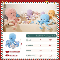 DENTRUN 7-inch blue octopus features suction cup for interactive play