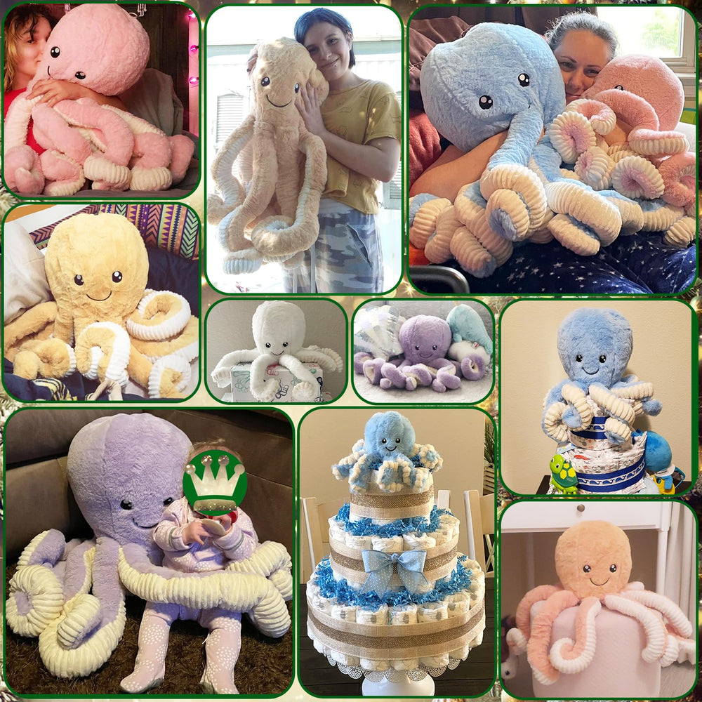 DENTRUN Pink 7-inch octopus plush ideal for travel and hugs