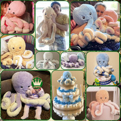 DENTRUN Pink 7-inch octopus plush ideal for travel and hugs